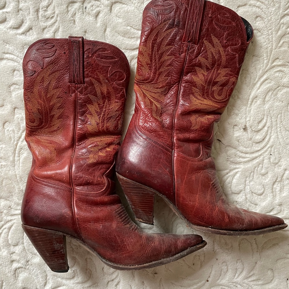 Charlie Horse 1 Red Leather Cowboy Boots